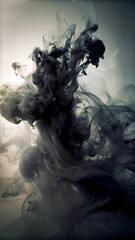 Black smoke swirling, dark abstract ink in water with moody lighting