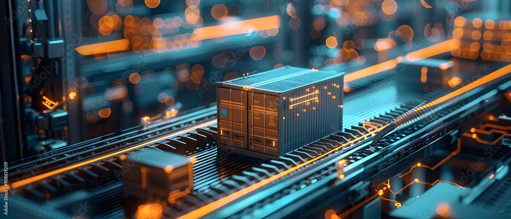 Poster futuristic ai powered logistics center showcasing advanced automation and optimization in supply cha