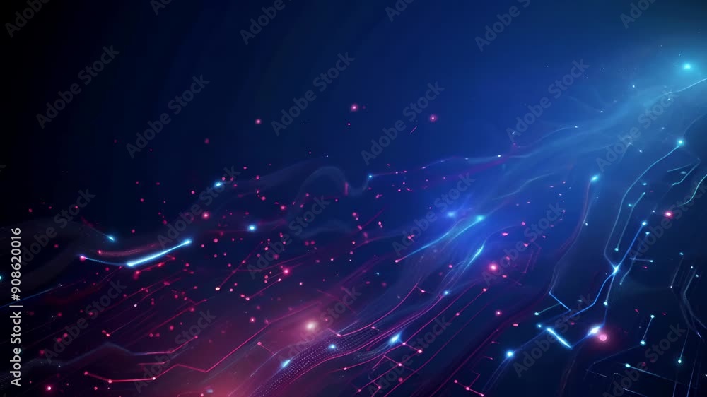Poster horizontal video of futuristic abstract representation of digital data streams and light trails, flo
