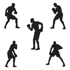 Silhouette of set of a man in boxing stance