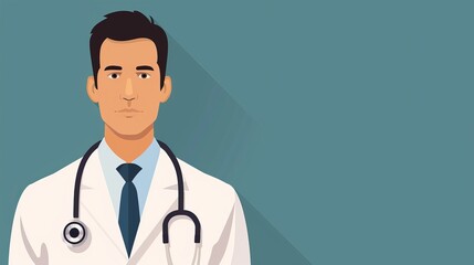 Fototapeta premium Minimalistic vector icon of a doctor with a stethoscope around the neck