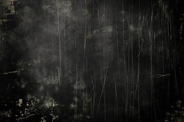 Dark textured abstract art piece on canvas, resembling stone or concrete. Small white dots scattered throughout add randomness. Artist signature in bottom right corner.