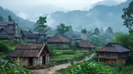 Fototapeta premium village in the mountains