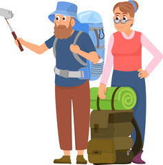 Fototapeta premium Middle age couple tourist. Outdoor travel people