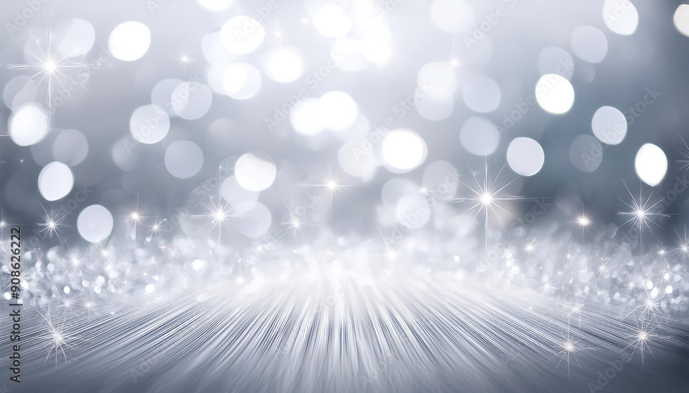 Poster abstract blur white and silver color background with star glittering light- a festive abstr_1(1)