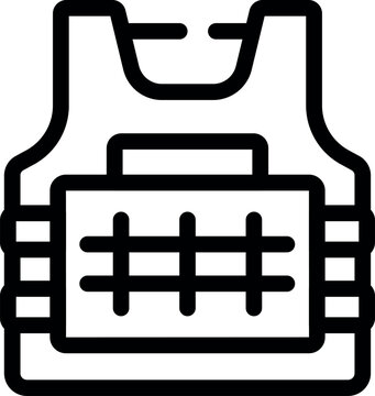 recommend clip art: Simple line art icon of a bulletproof vest, providing safety and security