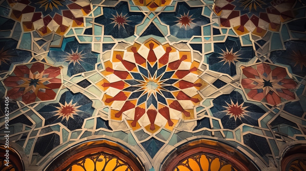 Poster geometric patterns are found in art and architecture worldwide.