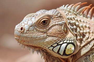 Fototapeta premium A close-up of an iguana showcasing its intricate and textured scales, capturing the reptile's natural beauty and detail.