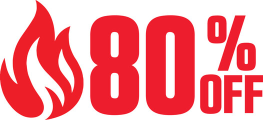 80 Percent OFF E-commerce Discount Offer Tags Design Template Vector Illustration