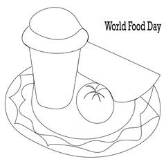 Single one line drawing World food day concept Continuous line draw design graphic vector illustration