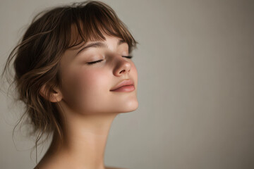Fototapeta premium A close up of a girl's face with her eyes closed