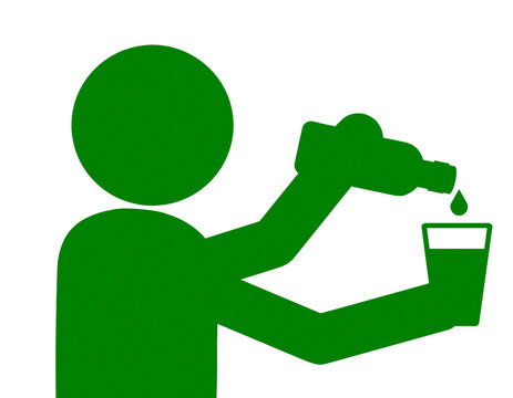 recommend clip art: グラスに水を注ぐ人のピクトグラムイラスト　白背景の切り抜き