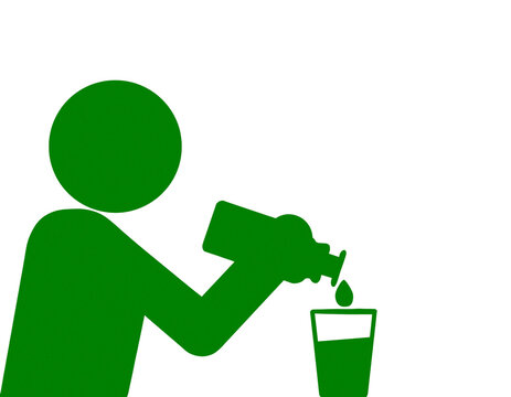 recommend clip art: グラスに水を注ぐ人のピクトグラムイラスト　白背景の切り抜き