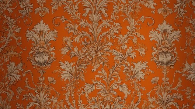 abstract victorian wallpaper with shades of orange for background