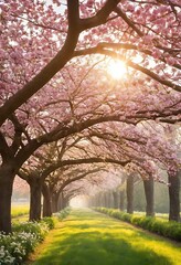 Naklejka premium Beautiful nature spring background with a branch of blooming sakura