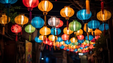 Colorful Lanterns Lighting up a Traditional Festival