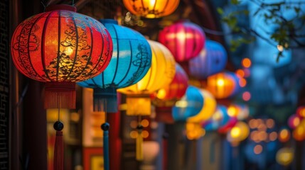 Colorful Lanterns Lighting up a Traditional Festival