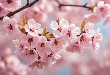 Obraz premium Beautiful nature spring background with a branch of blooming sakura