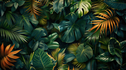 Tropical Jungle Foliage Verdant Chaos in a Vibrant Background AI Generative