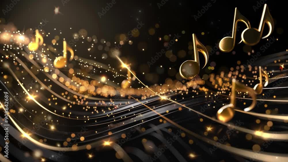 Poster 3d music notes with dark background and copy space