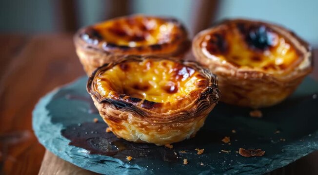 traditional portuguese dessert pastel de nata, food photography
