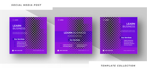 Digital business solutions live webinar and corporate social media post background purple template 