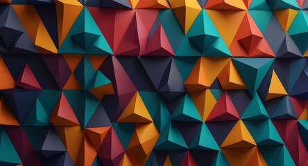 Obraz premium abstract triangle retro pattern of geometric shape triangular pattern business corporate concept for presentation, printing, business cards, banner poster design 3D Rendering, 3D Illustration