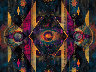 Motif répétitif représentant la géométrie sacrée, idéal pour impression textile, couture, tableaux ou collages
