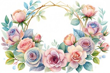 Pastel rose elegance: a charming floral wreath