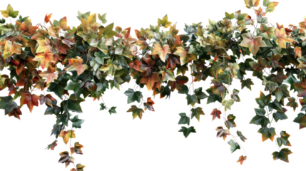 Autumn vine with leaves. Realistic vine with leaves in various stages of autumn colors, from green to vibrant red and orange. Perfect for seasonal decorations or nature themes.