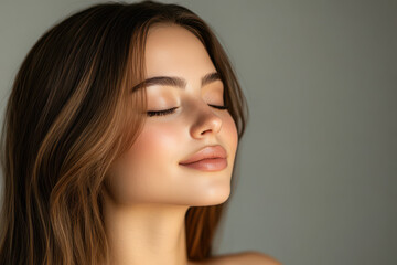 Fototapeta premium A close up of a girl's face with her eyes closed