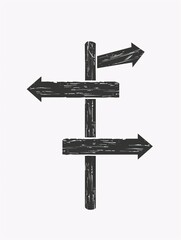 Directional symbol on a separate silhouette icon.