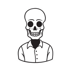 Hipster Skeleton Illustration: Modern Black and White Marker Art.
