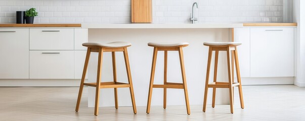 Bamboo bar stools at a stylish kitchen island, eco-friendly furniture, contemporary sustainable design