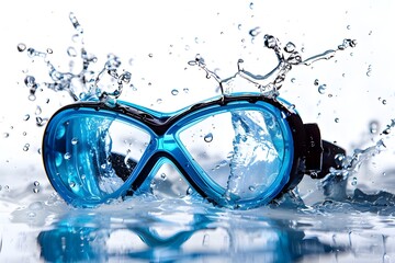 glasses for swim  Blue swimming goggles isolated cyan swimming goggles isolated on the white background