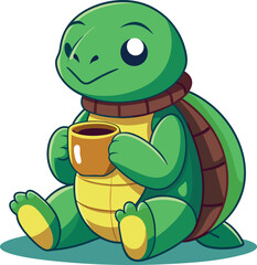 Obraz premium Moto Riding Turtle Cute Kawaii Illustration and vector design on White Background