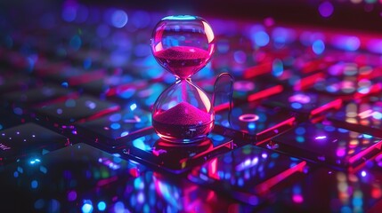Hourglass on a Neon Keyboard