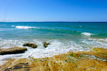 A beautiful sunny blue sky summer day at North Stradbroke island, Cleveland, Brisbane, Queensland, Australia