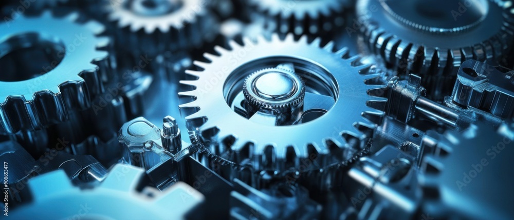Poster streamlining business operations with futuristic tools for enhanced efficiency