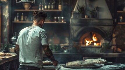 The chef in rustic kitchen