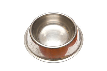 Empty metal pets bowl isolated on transparent background