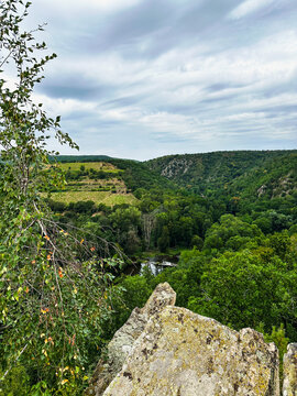 view of the river and wood from the point of interest in Czech republic, in Vinice Hnanice, bicycle trip