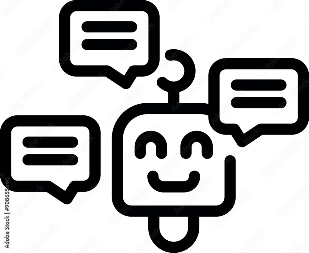Poster simple icon of a chatbot sending messages, representing ai communication