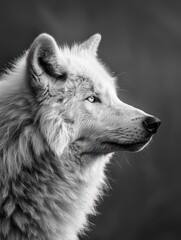 Obraz premium Majestic Portrait of a White Wolf with Piercing Yellow Eyes