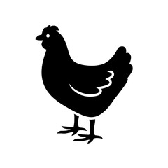 鶏のシンプルなシルエットイラスト　白背景の切り抜き
