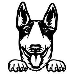 Peeking Bull Terrier - Dog lover owner gift - Dog cut file - Peeking Dog Cut Stencil