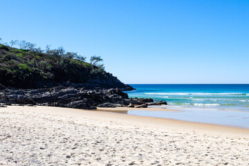 Noosa National Park, Coastal Walk, hike along the stunning blue sea and ocean on a beautiful sunny blue sky day, Sunshine Coast, Australia 