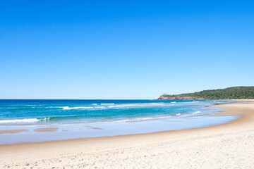 Noosa National Park, Coastal Walk, hike along the stunning blue sea and ocean on a beautiful sunny blue sky day, Sunshine Coast, Australia