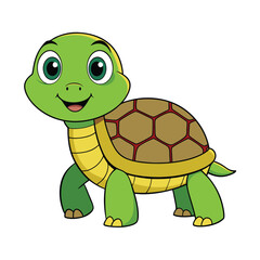 Adorable Turtle Cartoon Clipart Vector Illustration