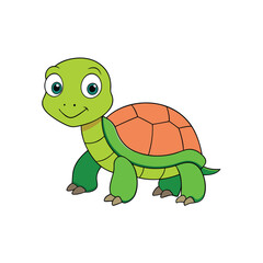 Adorable Turtle Cartoon Clipart Vector Illustration